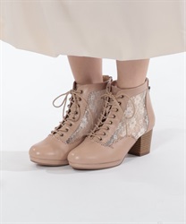 Tulle lace -up boots