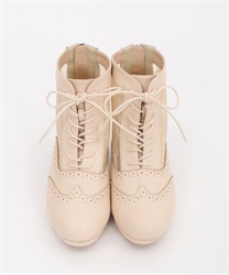 Tulle lace-up boot(Beige-S)