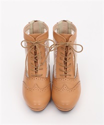 Tulle lace-up boot(Camel-S)