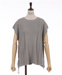 Lace -up Knit Vest(Grey-F)