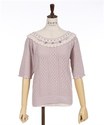 Summer knit with satin rose(Pink-F)