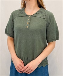 Omakushi Collar Knit Polo Shirt