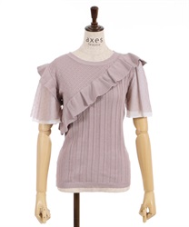 Tulle sleeve knit(Pale pink-F)