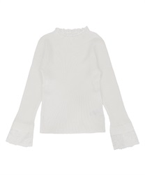 Lacy knit pullover(White-Free)