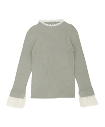 Lacy knit pullover(Green-Free)