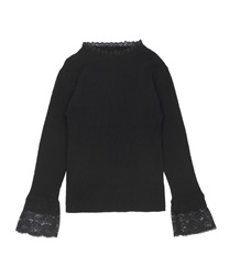 Lacy knit pullover(Black-Free)