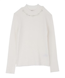 High neck knit pullover(White-Free)