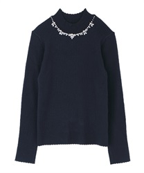High neck knit pullover(Navy-Free)