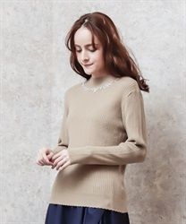 High neck knit pullover