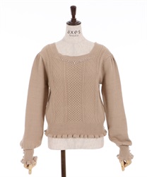 Square knit pullover(Brown-Free)