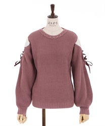 Sleeves lace-up design knit(Pink-Free)