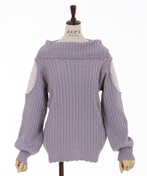 Off-shoulder knit(Lavender-F)