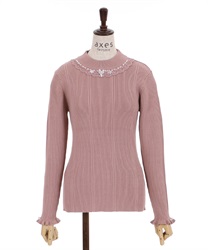 Pearls bottle neck pullover(Pink-F)