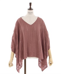 Sleeve dolost knit poncho(Pink-F)