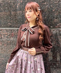 Melty chocolate embroidery knit(Dark brown-F)