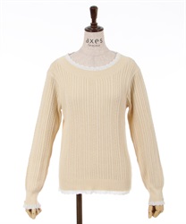 Bicolor knit Pullover(Yellow-F)