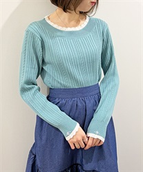 Bicolor knit Pullover(Mint Green-F)