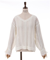 Sleeve Dorost Watermark Pattern Knit Pullover(Ecru-F)