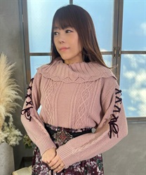 Sleeve lace up knit Pullover(Pink-F)