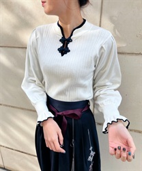 China button knit Pullover(White-F)