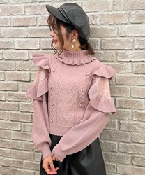 Flirterer knit Pullover(Pink-F)