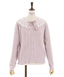 Frill lace knit Cardigan(Pink-F)