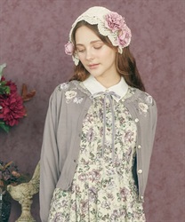 Classical flower embroidery Cardigan(Greige-F)