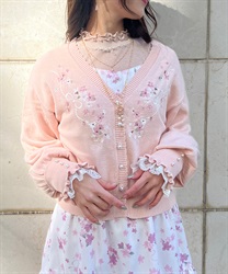 SAKURA embroidery short Cardigan(Pink-F)