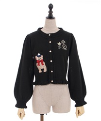 Royal Bears Knit Cardigan(Black-F)