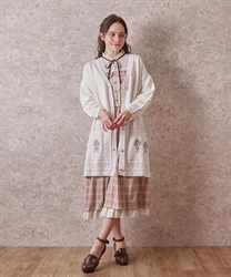 Long bouquet embroidery knit cardigan