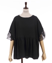 Sleeve lace flare cut Pullover(Black-F)