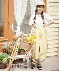 Lace -up pants with suspension(Yellow-F)
