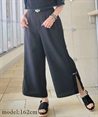 China button slit pants(Black-F)