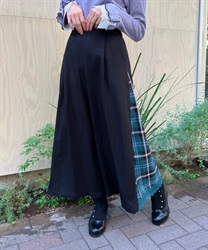Check switching wide pants(Black-M)