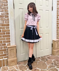Bicolor Priit Mini Skirt(Black-M)