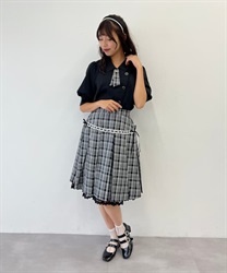 Hashigo Lace Design Skirt(Black-F)