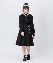 China button tuck skirt(Black-Free)