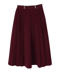 Side pleated medium skirt(Wine-Free)
