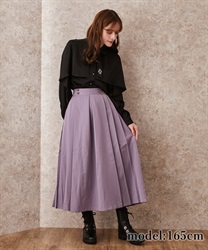 Side pleated medium skirt