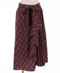 Pleated check pattern skirt(Wine-Free)