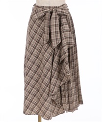 Pleated check pattern skirt(Beige-Free)
