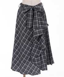 Pleated check pattern skirt(Black-Free)