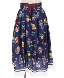 Mixed fruit pattern Skirt(Navy-F)
