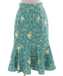 Vintage flower pattern skirt(Green-F)