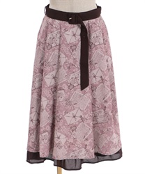 Ｐlum print with Belt Skirt(Pink-F)