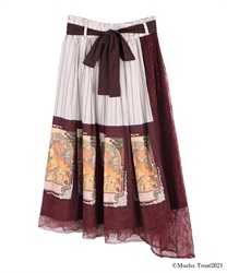 Mucha panel pattern skirt(Purple-Free)