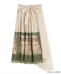 Mucha panel pattern skirt(Green-Free)