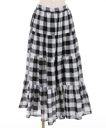 Tiered volume skirt(Black-F)