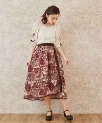 SAJOU Patchwork Pattern Skirt(Wine-F)