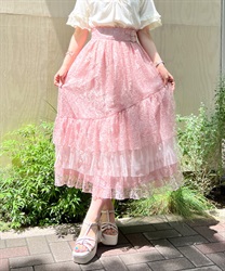 Volume frill lace Skirt(Pink-F)